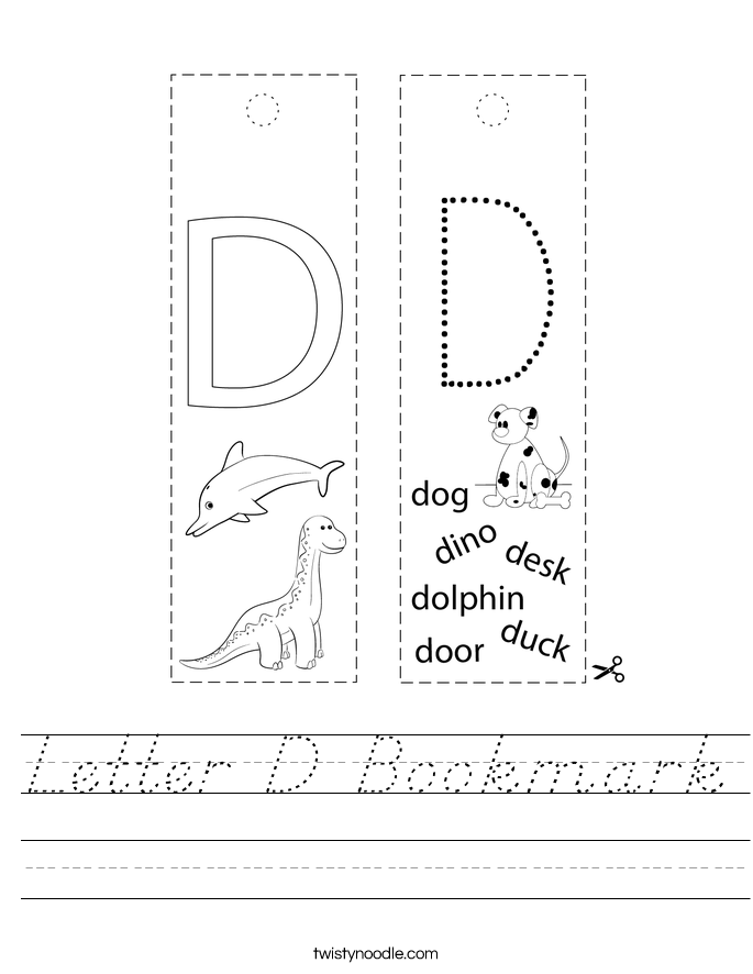 Letter D Bookmark Worksheet