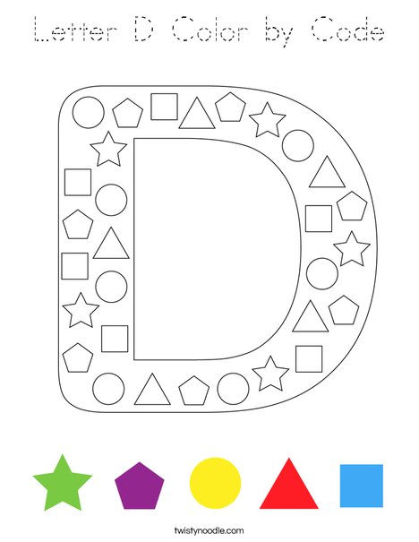 Letter D Color by Code Coloring Page