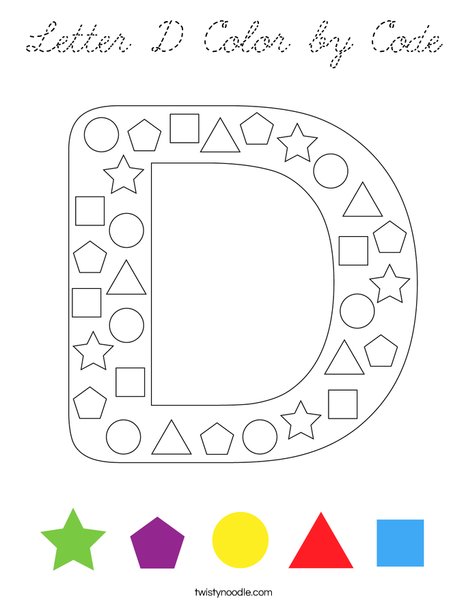 Letter D Color by Code Coloring Page