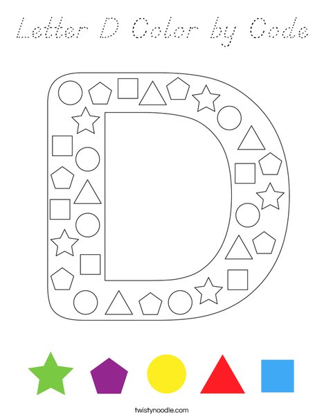 Letter D Color by Code Coloring Page