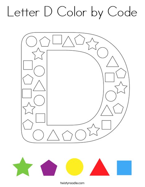 Letter D Color by Code Coloring Page