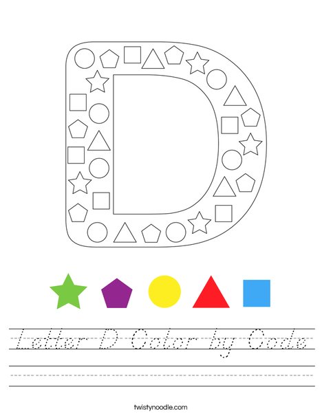 Letter D Color by Code Worksheet