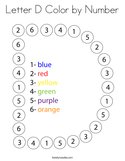 Letter D Color by Number Coloring Page