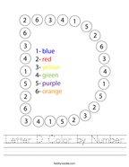 Letter D Color by Number Handwriting Sheet