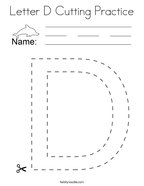 Letter D Cutting Practice Coloring Page