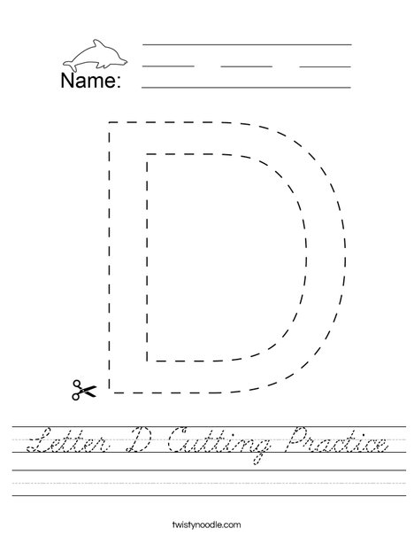 Letter D Cutting Practice Worksheet