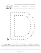 Letter D Cutting Practice Handwriting Sheet