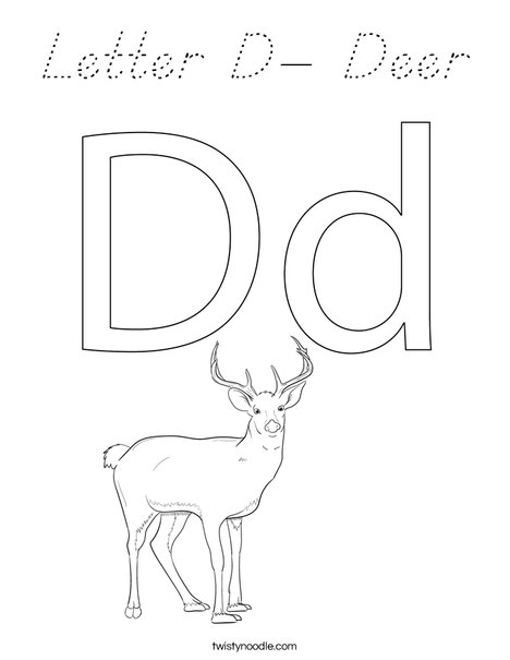 Letter D- Deer Coloring Page