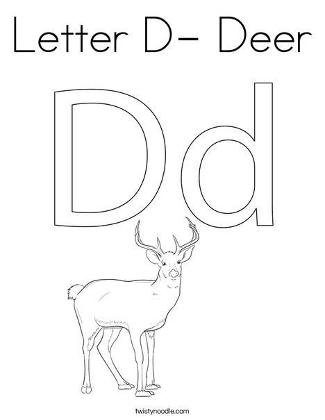 Letter D- Deer Coloring Page