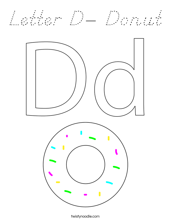 Letter D- Donut Coloring Page