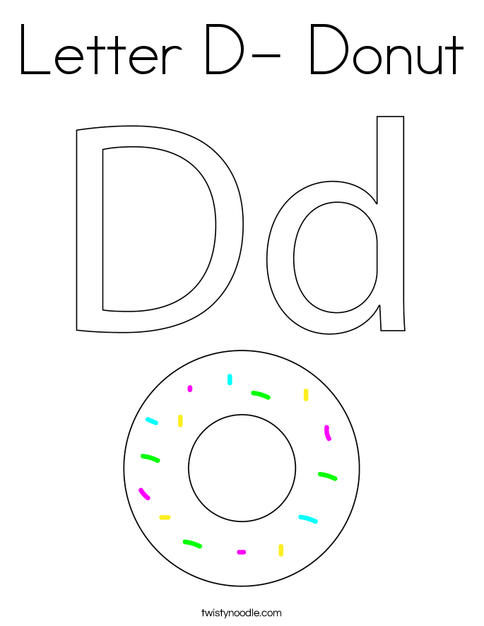 Letter D- Donut Coloring Page