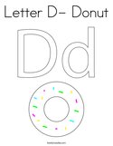 Letter D- Donut Coloring Page