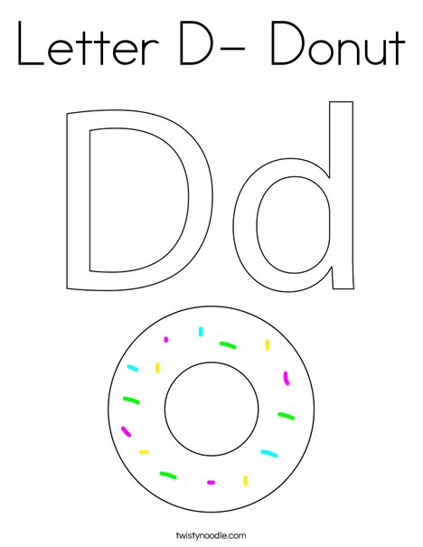 Letter D- Donut Coloring Page