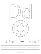 Letter D- Donut Handwriting Sheet