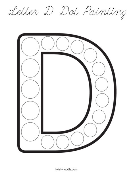 Letter D Dot Painting Coloring Page