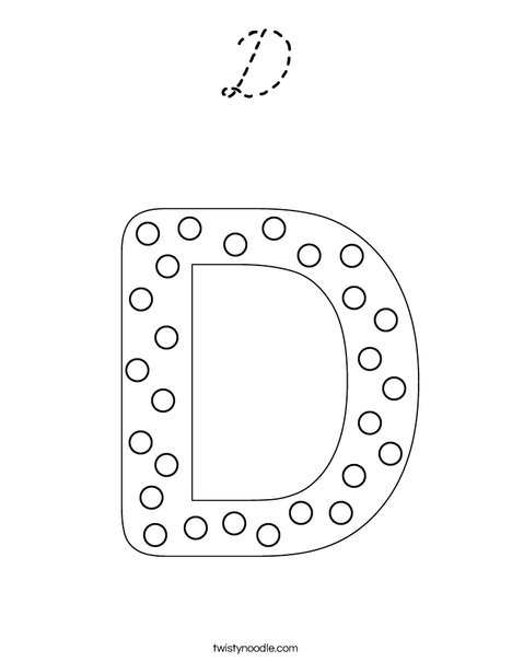 Letter D Dots Coloring Page
