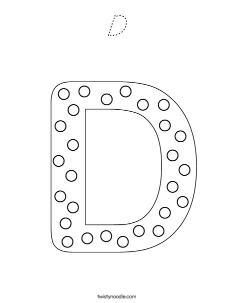 Letter D Dots Coloring Page
