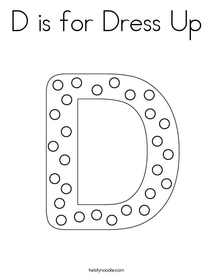 D is for Dress Up Coloring Page
