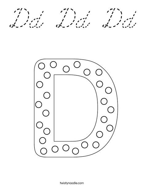 Letter D Dots Coloring Page