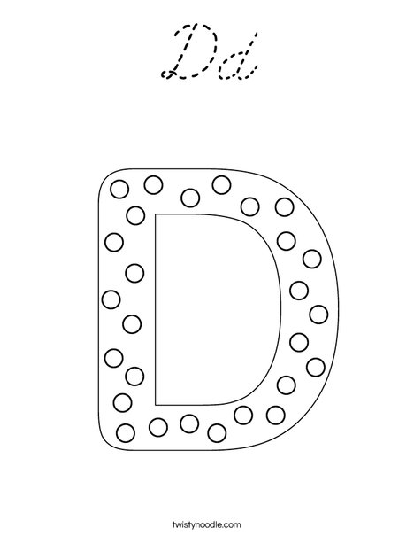 Letter D Dots Coloring Page