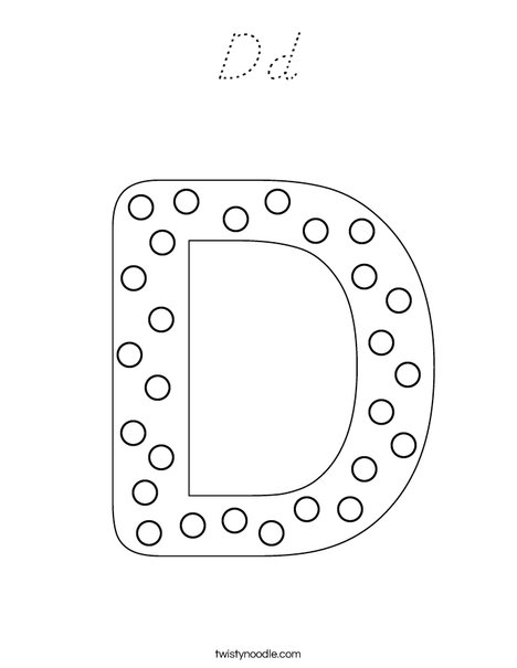 Letter D Dots Coloring Page