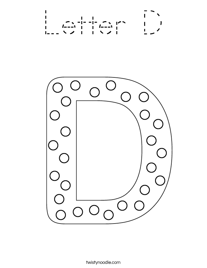 Letter D Coloring Page - Tracing - Twisty Noodle