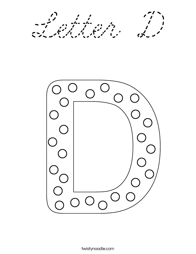 Download Letter D Coloring Page - Cursive - Twisty Noodle