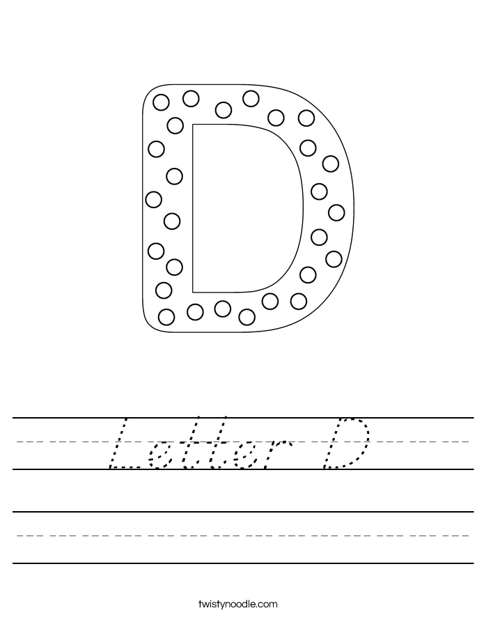 letter d worksheet dnealian twisty noodle