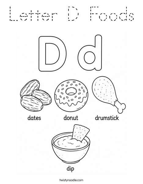 Letter D Foods Coloring Page