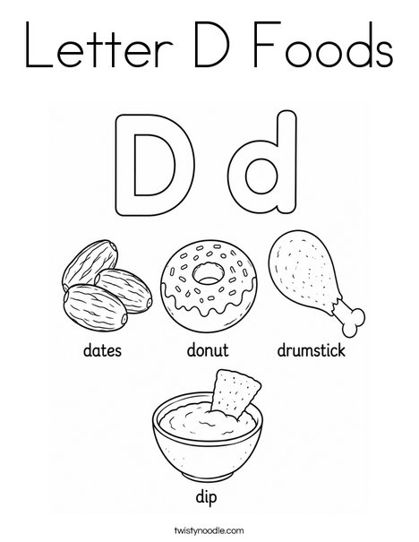 Letter D Foods Coloring Page