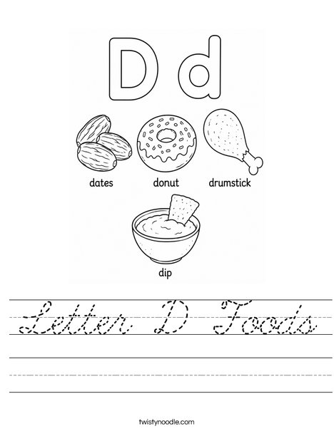 Letter D Foods Worksheet