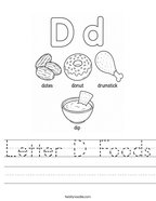 Letter D Foods Handwriting Sheet