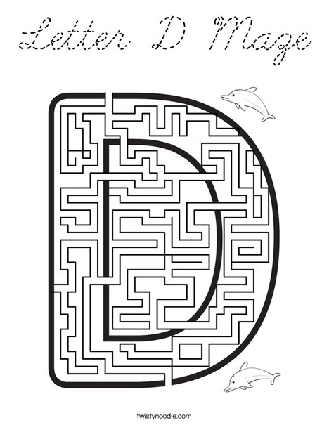 Letter D Maze Coloring Page