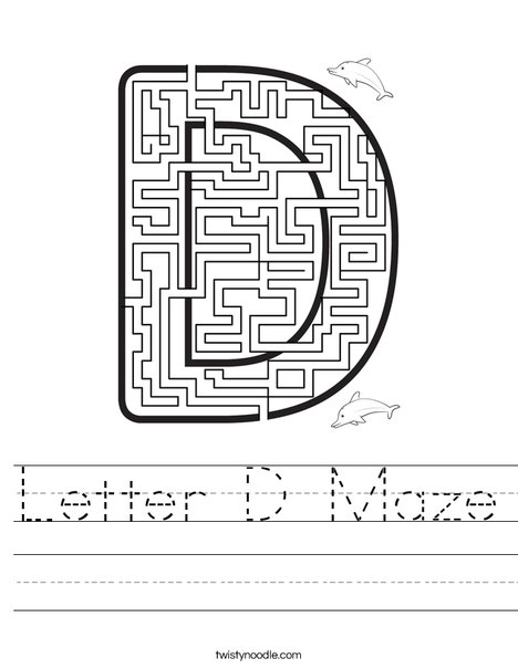 Letter D Maze Worksheet