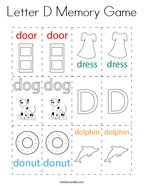 Letter D Memory Game Coloring Page