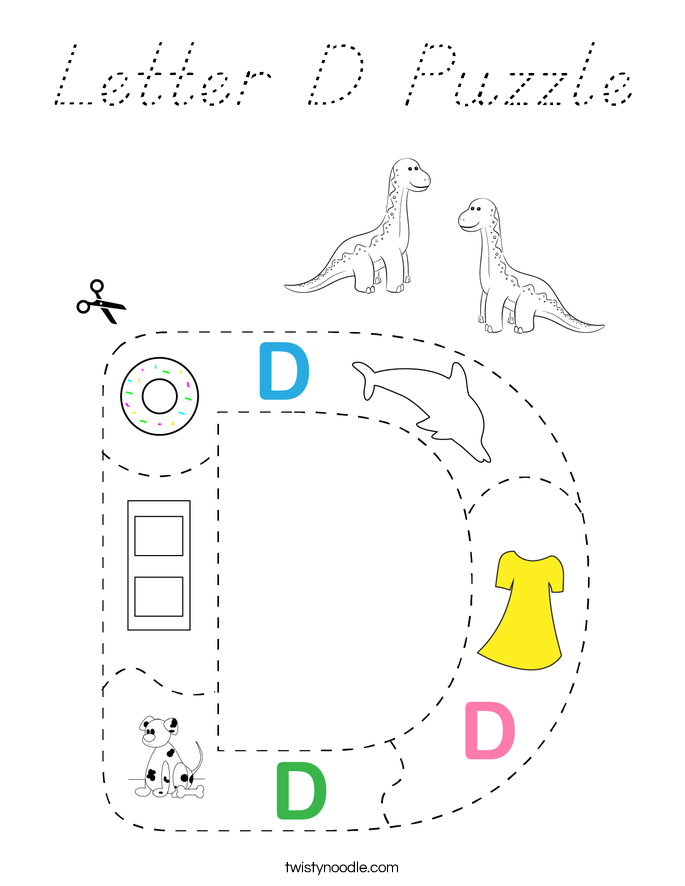 Letter D Puzzle Coloring Page