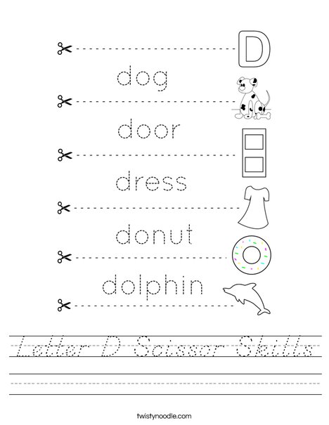 Letter D Scissor Skills Worksheet