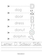 Letter D Scissor Skills Handwriting Sheet