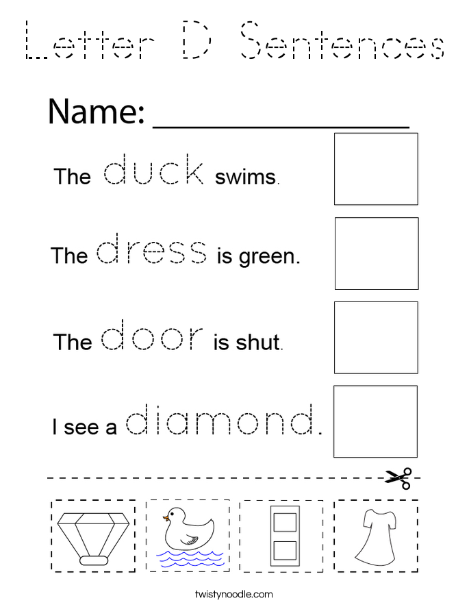 Letter D Sentences Coloring Page