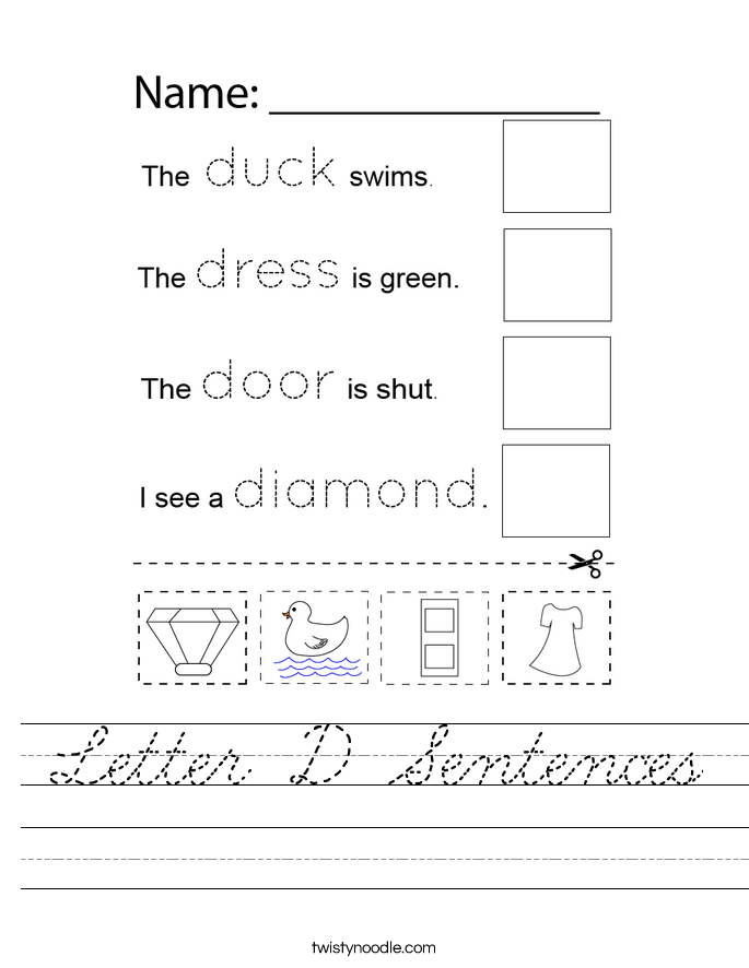 Letter D Sentences Worksheet