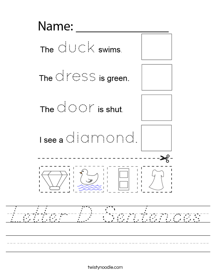 Letter D Sentences Worksheet