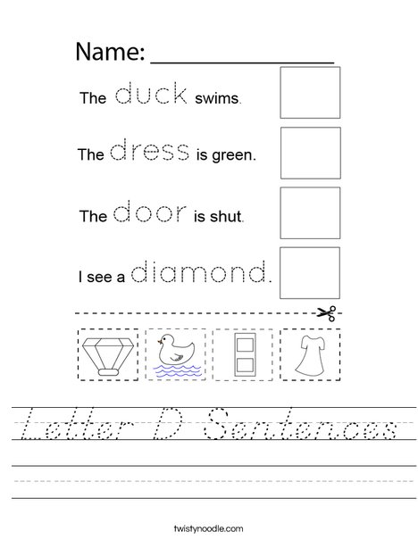 Letter D Sentences Worksheet