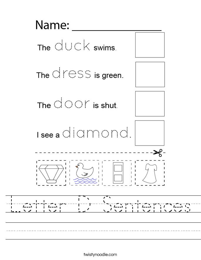 Letter D Sentences Worksheet