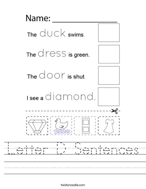 Letter D Sentences Worksheet