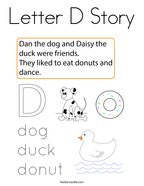 Letter D Story Coloring Page