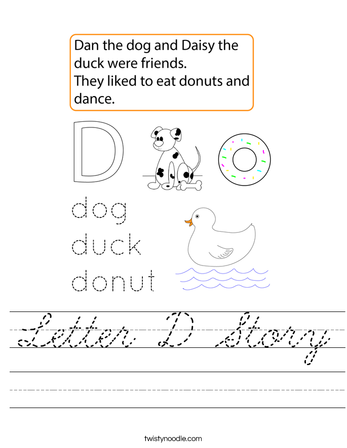 Letter D Story Worksheet
