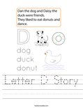 Letter D Story Worksheet