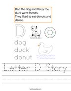 Letter D Story Handwriting Sheet