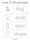 Letter D Words Puzzle Coloring Page