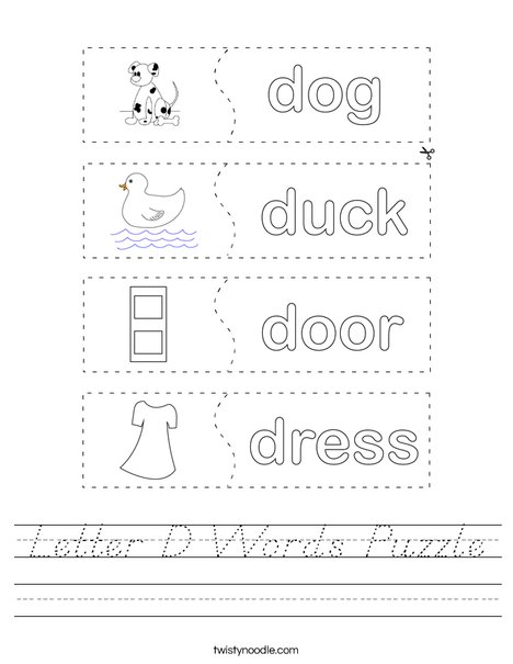 Letter D Words Puzzle Worksheet